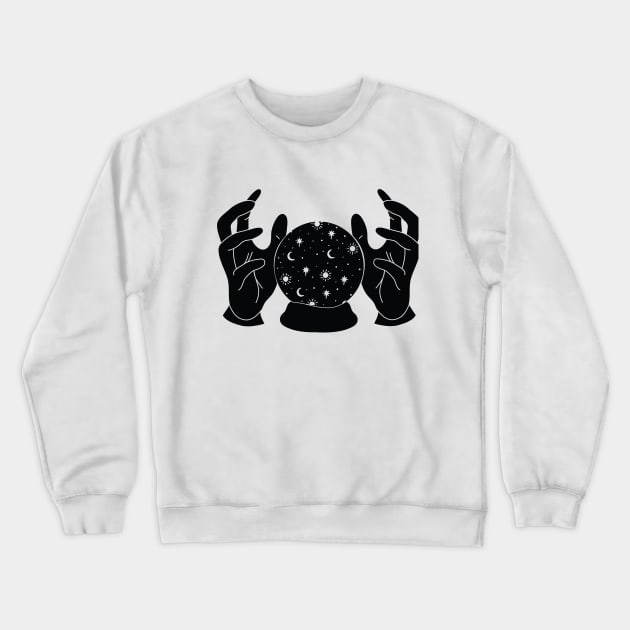 Cosmic Crystal Ball Crewneck Sweatshirt by MinimalLineARt